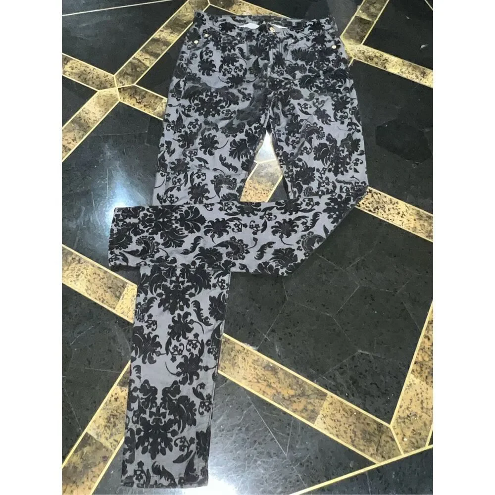 7 for all Mankind Flocked Toile Denim Skinny Leg Jeans Size 26